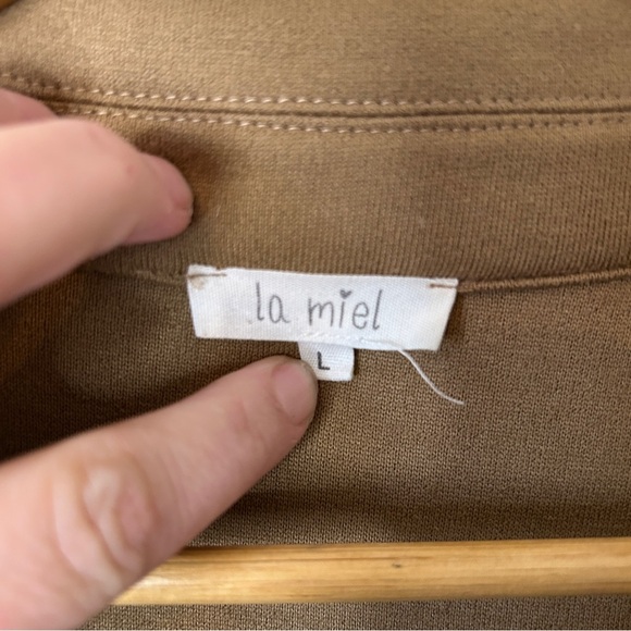 La Miel Camel Sunshine Oversized Fleece Shacket Jacket Size L - Picture 4 of 9